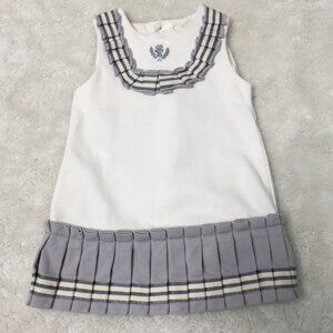 Pili Carrera Baby Girl Dress Size 6 months White Gray Pleated